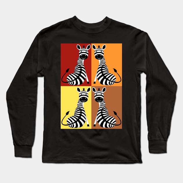 Hot Sitting Zebra Long Sleeve T-Shirt by JeanGregoryEvans1